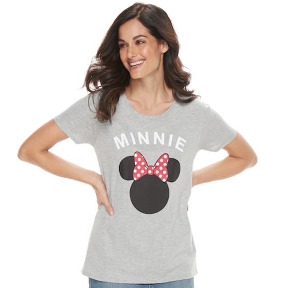 DISNEY Minnie Mouse Tee Shirt Graphic Short Sleeve Gray Large - Picture 1 of 4
